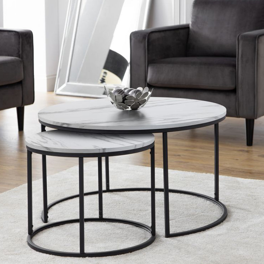 Bellini Round Nesting Coffee Table White Marble