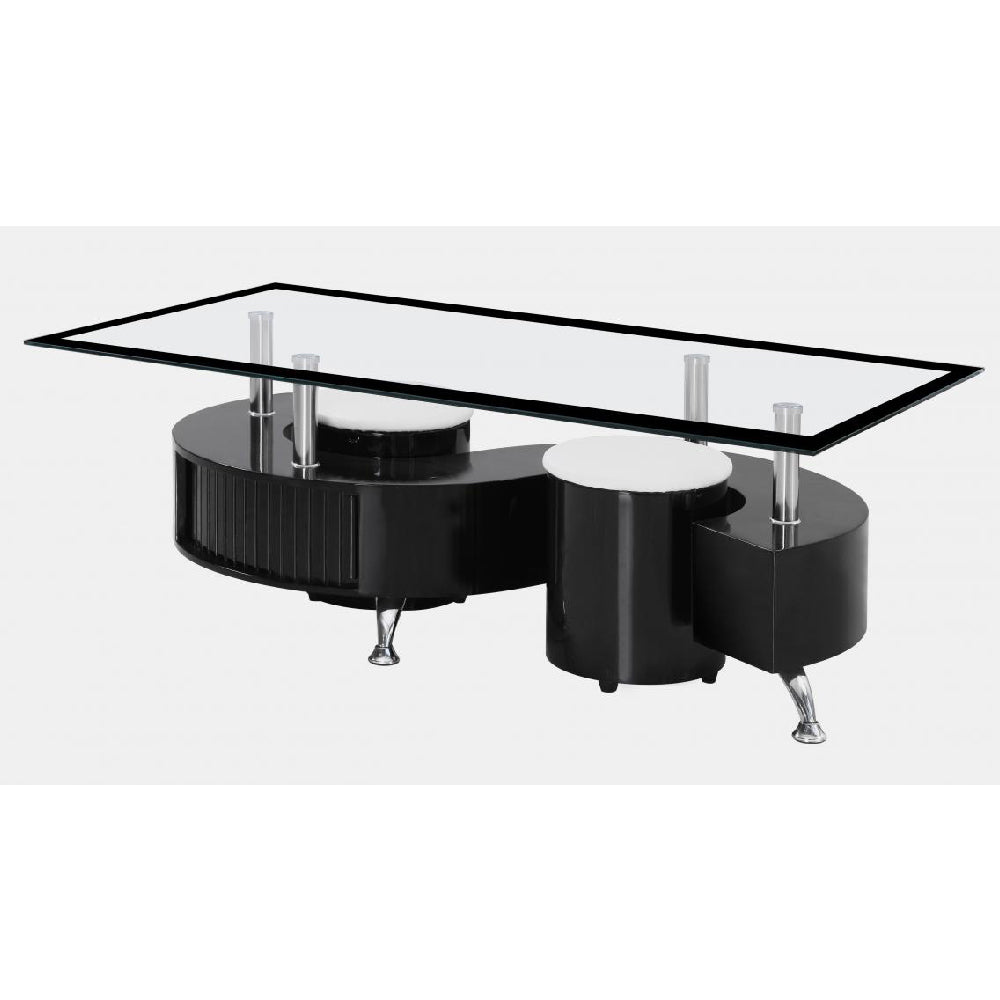 Boule Black High Gloss Coffee Table With Black Border Glass