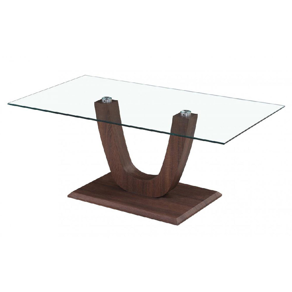Capri Coffee Table Clear Glass Walnut