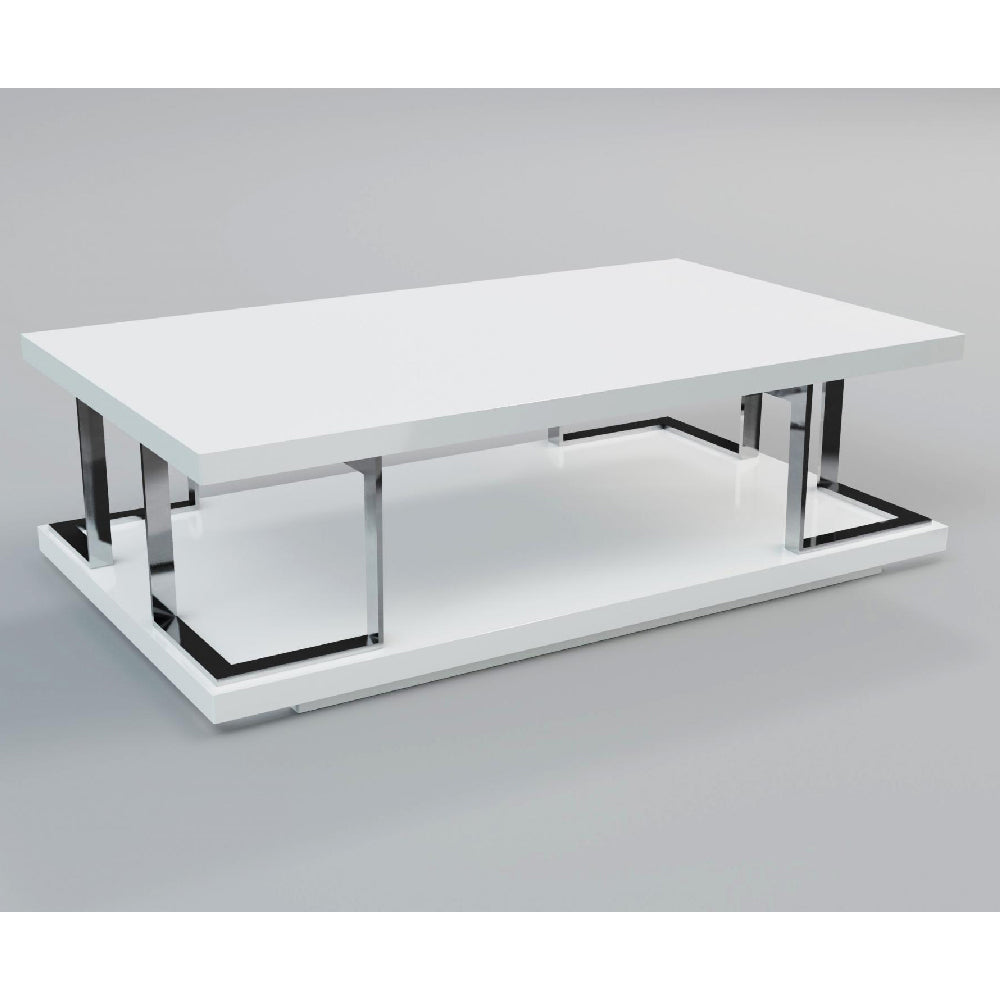 Celtic High Gloss Coffee Table White And Stainless Steel
