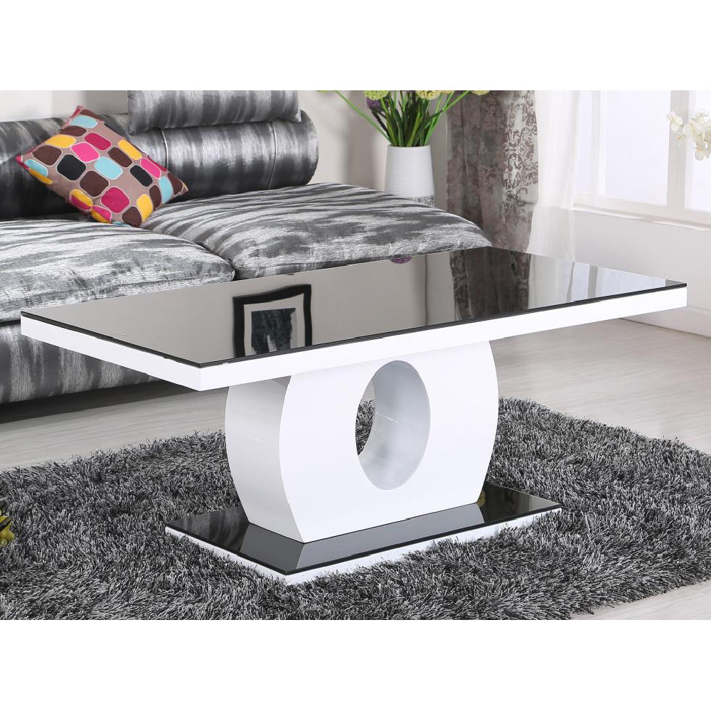 Edenhall Black Glass Coffee Table Black And White High Gloss
