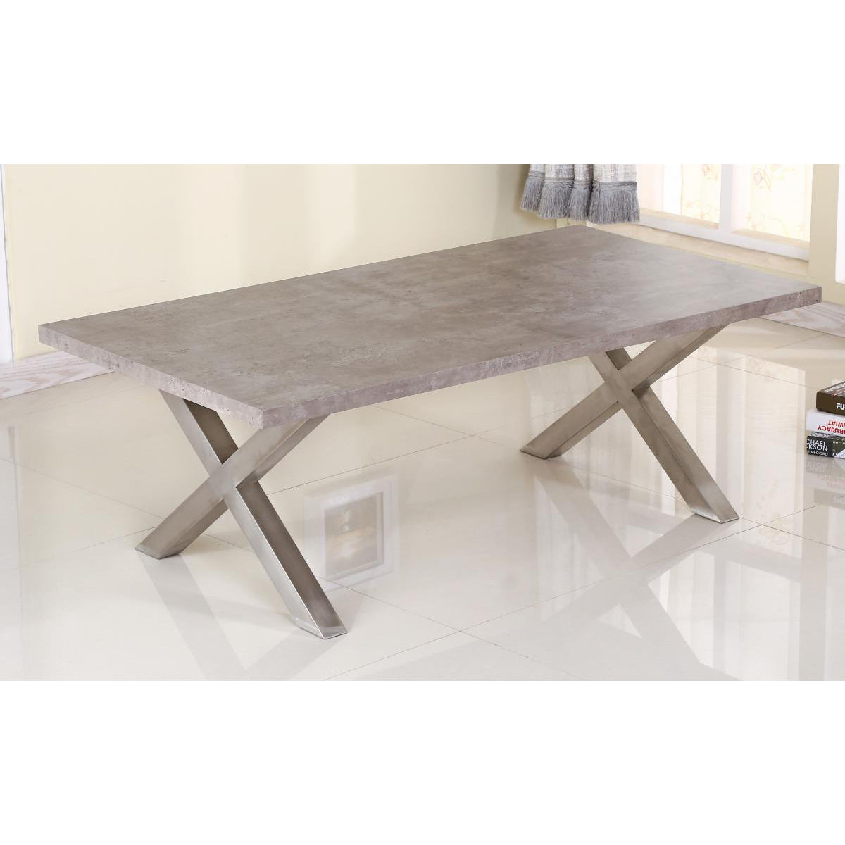 Helix Coffee Table Stone And Brushed Stainless Steel