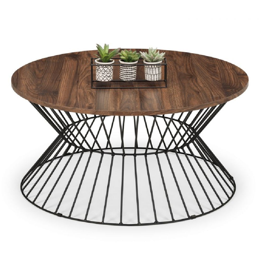Jersey Round Wire Coffee Table Walnut