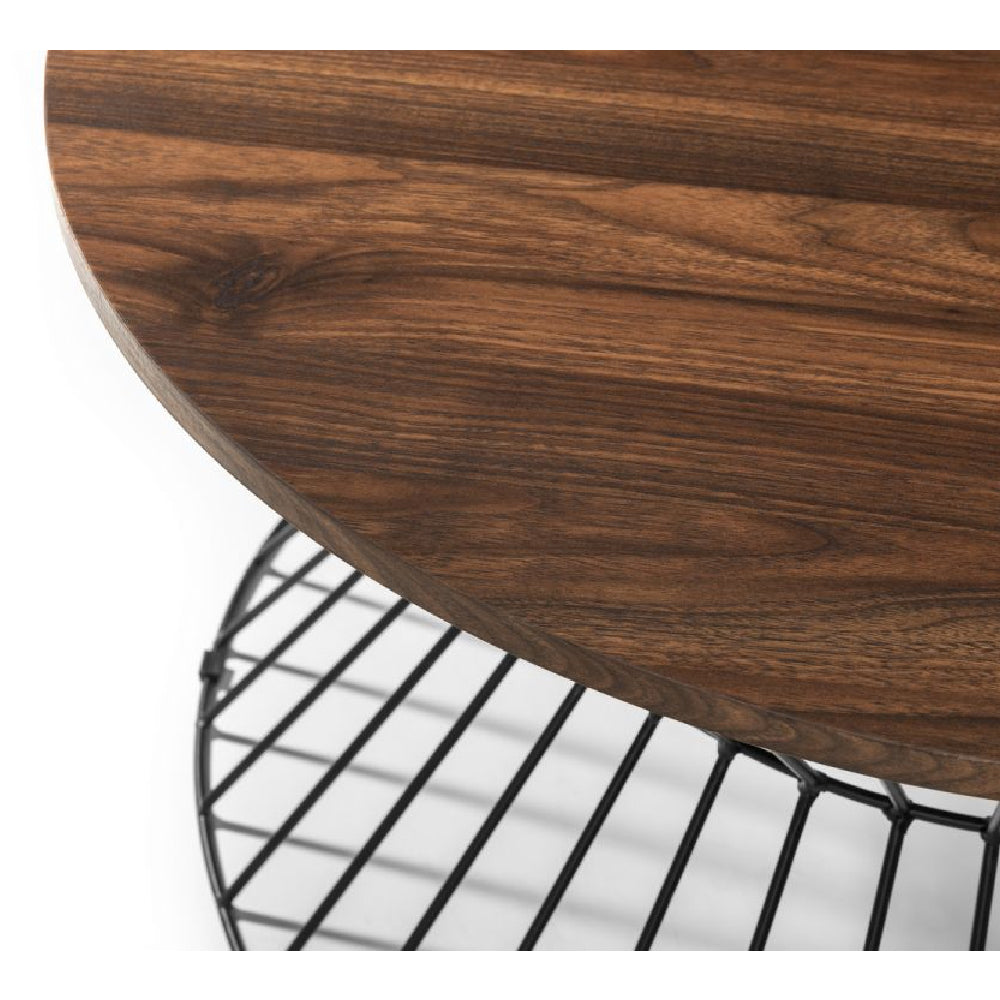 Jersey Round Wire Coffee Table Walnut