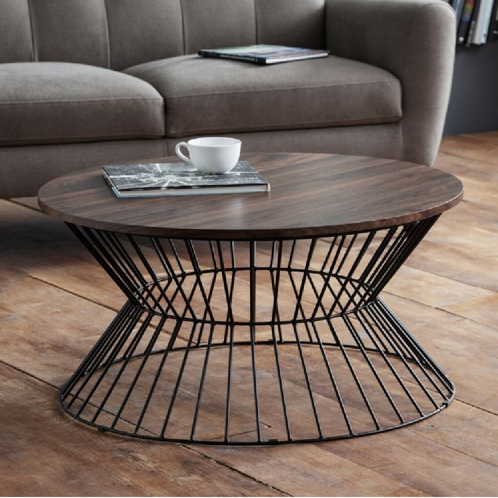 Jersey Round Wire Coffee Table Walnut
