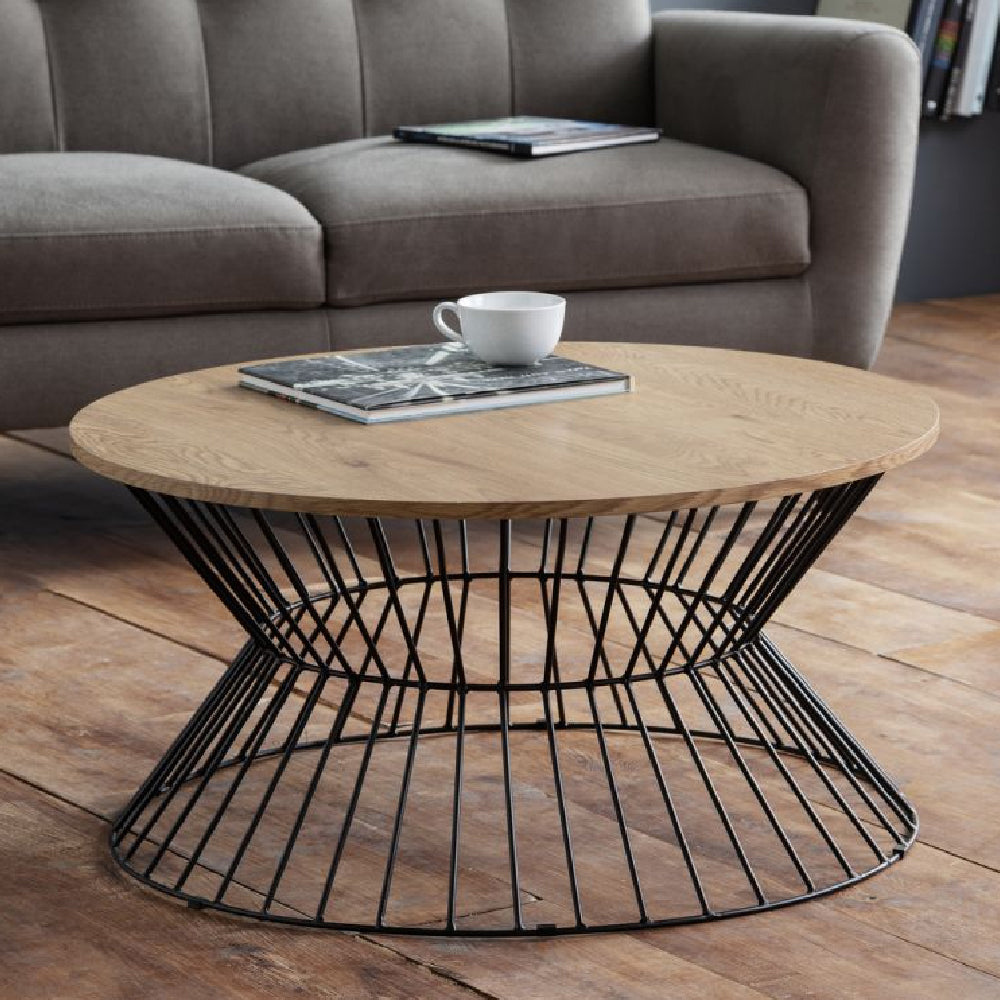 Jersey Round Wire Coffee Table Oak