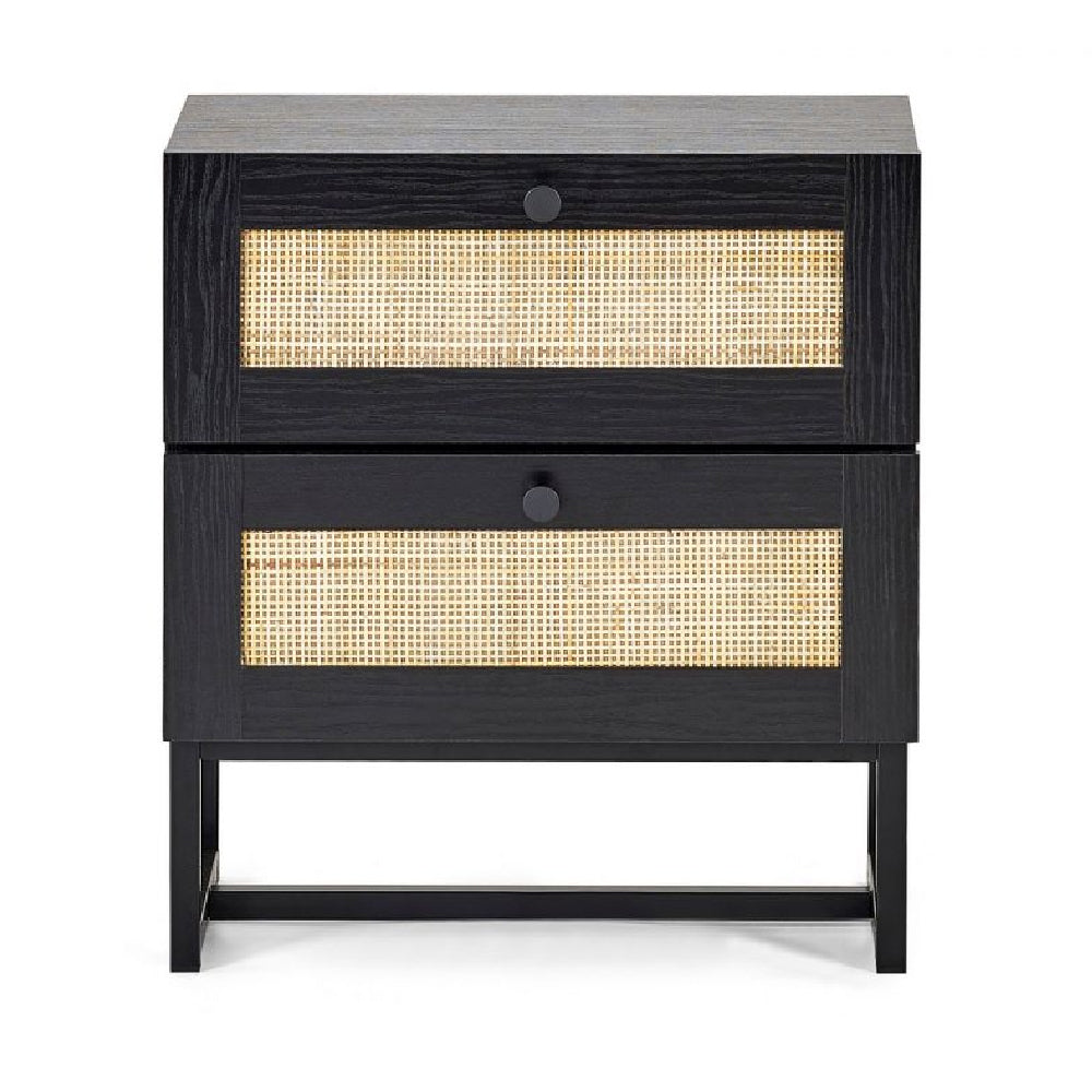Padstow 2 Drawer Bedside Black