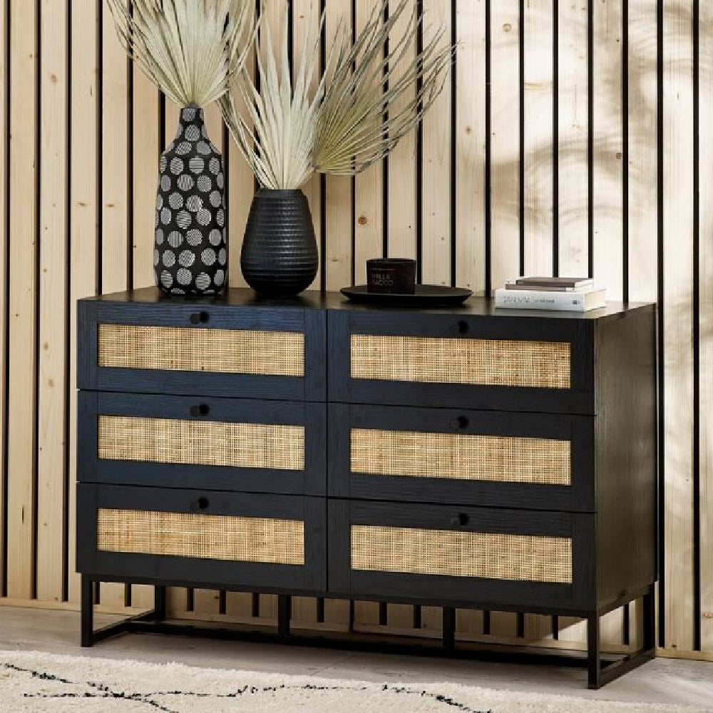 Padstow 6 Drawer Chest Black