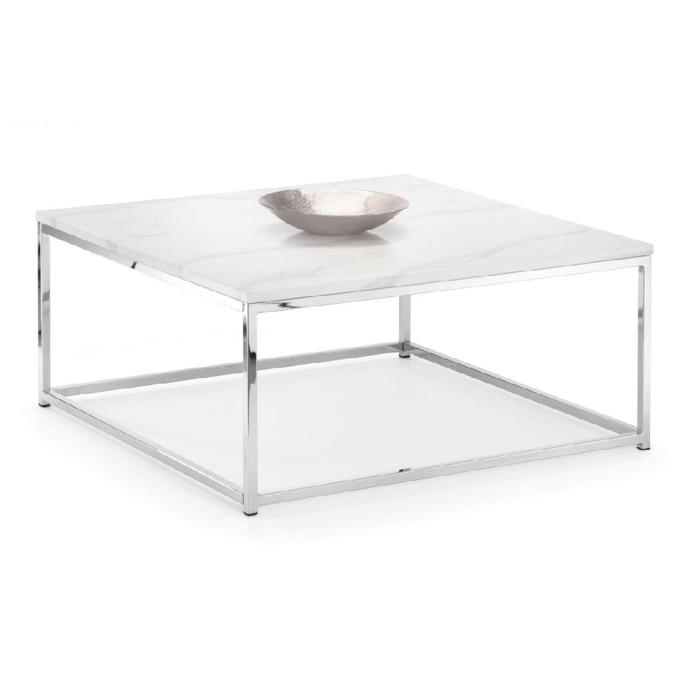 Scala White Marble Top Square Coffee Table