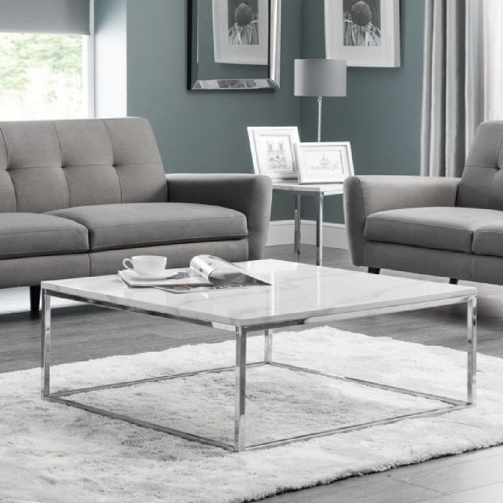 Scala White Marble Top Square Coffee Table