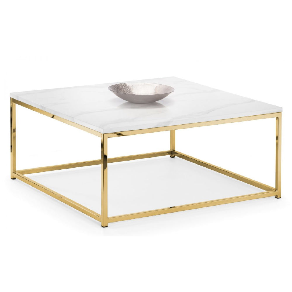 Scala Gold White Marble Top Coffee Table